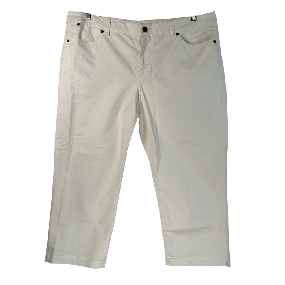 Talbots Signature Skimmer White Denim Cropped Pants Womens 18/34 Plus Size